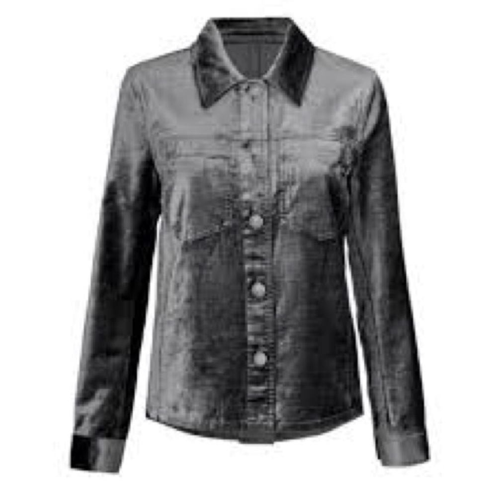 Cabi Tuesday Topper Crushed  Velvet Jacket Charcoal Style 3730
